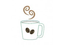 Stickdatei - Kaffeetasse Bohnen